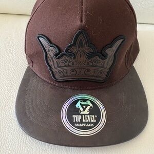 Top Level Brown Crown Snapback Hat